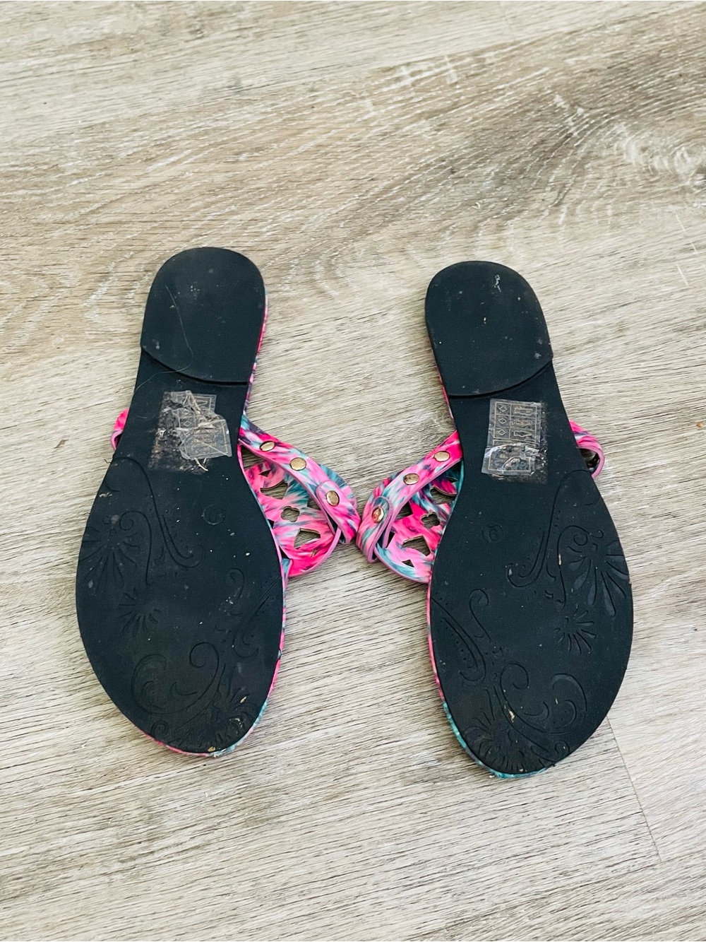 Pierre Dumas Colorful Turquoise & Hot Pink Embellished Sandals – Women’s Size 9 - Picture 6 of 8